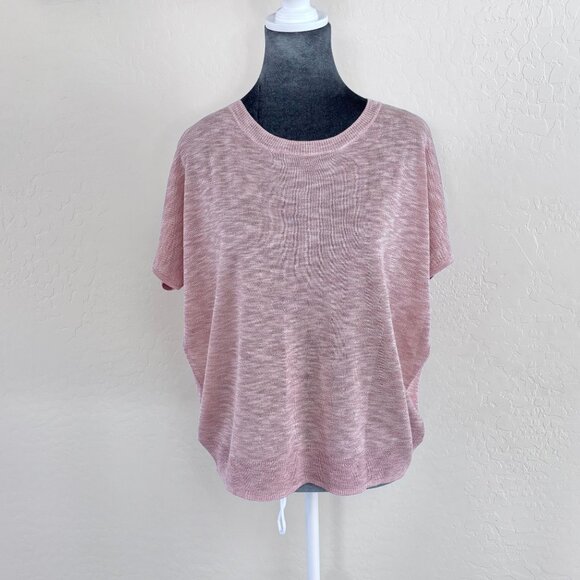 Ellen Tracy Short Sleeve Relaxed Fit Lightweight Sweater - Pink - Size S - Picture 1 of 9
